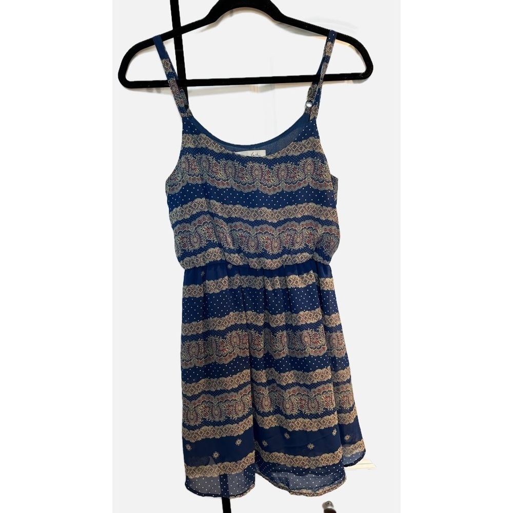 LUSH XS Tank Dress in blue polko dots, floral and stripes design in size XS - Picture 3 of 5
